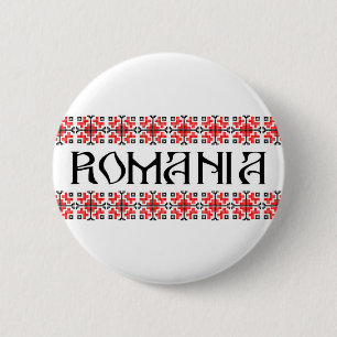 romania country symbol name text folk motif tradit 6 cm round badge