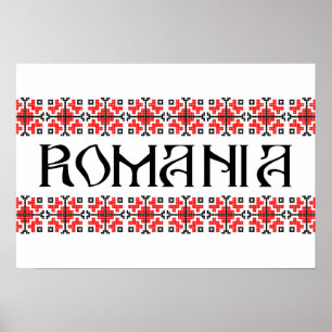 romania country symbol name text folk motif tradit poster