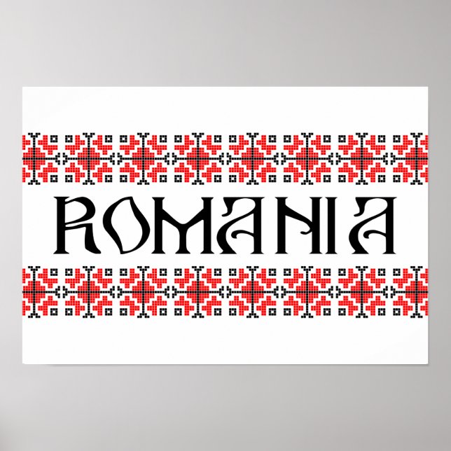 romania country symbol name text folk motif tradit poster (Front)