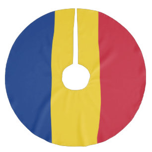 Romania flag brushed polyester tree skirt
