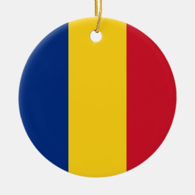 Romania Flag Ceramic Tree Decoration (Front)