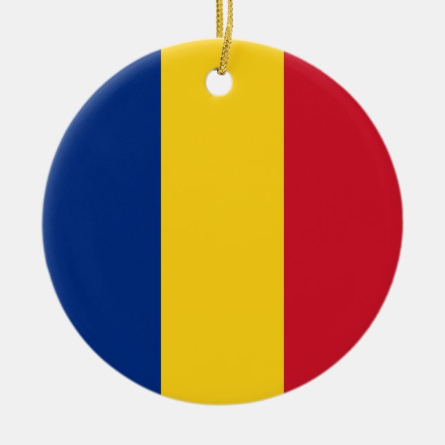 Romania flag ceramic tree decoration (Front)