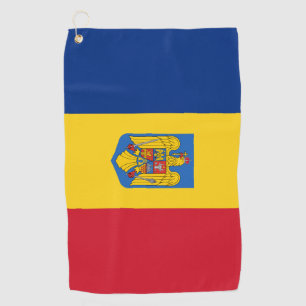 Romania flag-coat of arms  golf towel