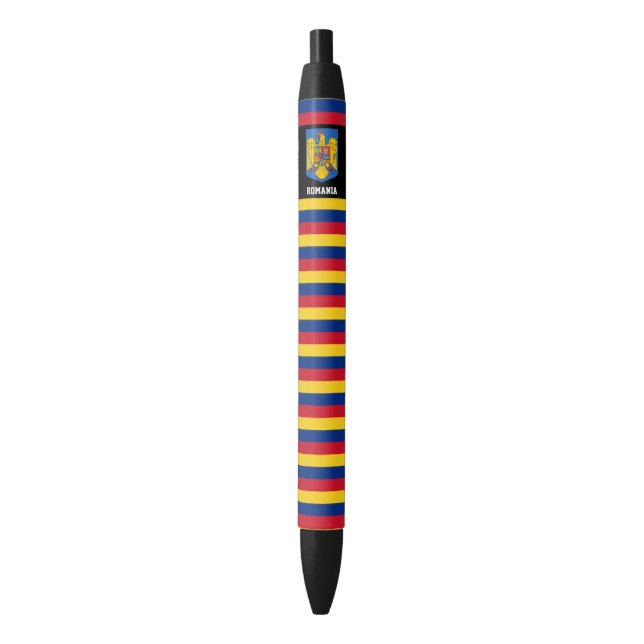 Romania Flag Cute Patriotic Black Ink Pen (Front Vertical)