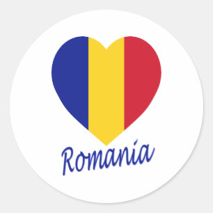 Romania Flag Heart Classic Round Sticker