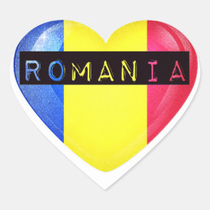 Romania Flag Heart Heart Sticker