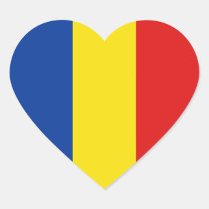 Romania Flag Heart Sticker