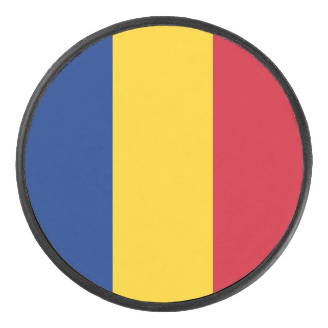 Romania Flag Hockey Puck (Front)