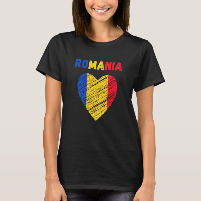 Romania Flag Holiday Romania Heart Romanian Flag T-Shirt (Front)