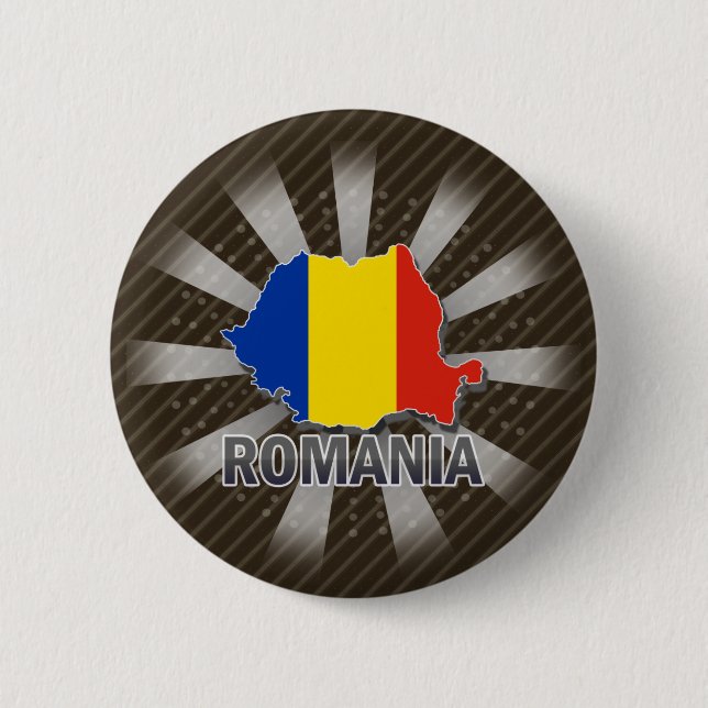 Romania Flag Map 2.0 6 Cm Round Badge (Front)