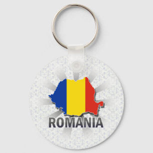 Romania Flag Map 2.0 Key Ring
