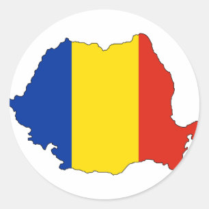 Romania flag map classic round sticker