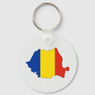 Romania Flag Map full size Key Ring