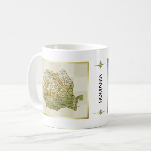 Romania Flag + Map Mug