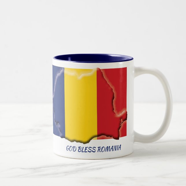 ROMANIA FLAG MAP Scripture Customised Two-Tone Coffee Mug (Right)
