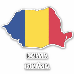 Romania Flag Map Sticker