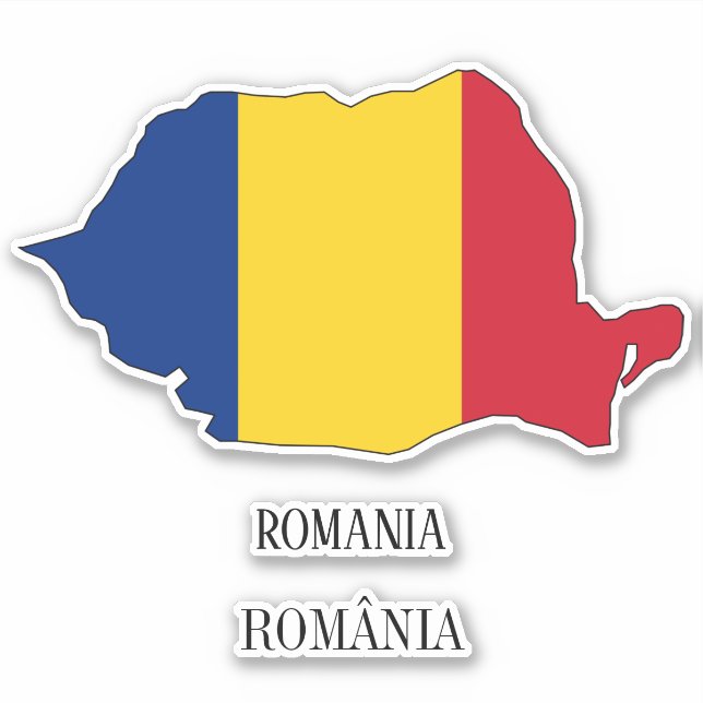 Romania Flag Map Sticker (Front)