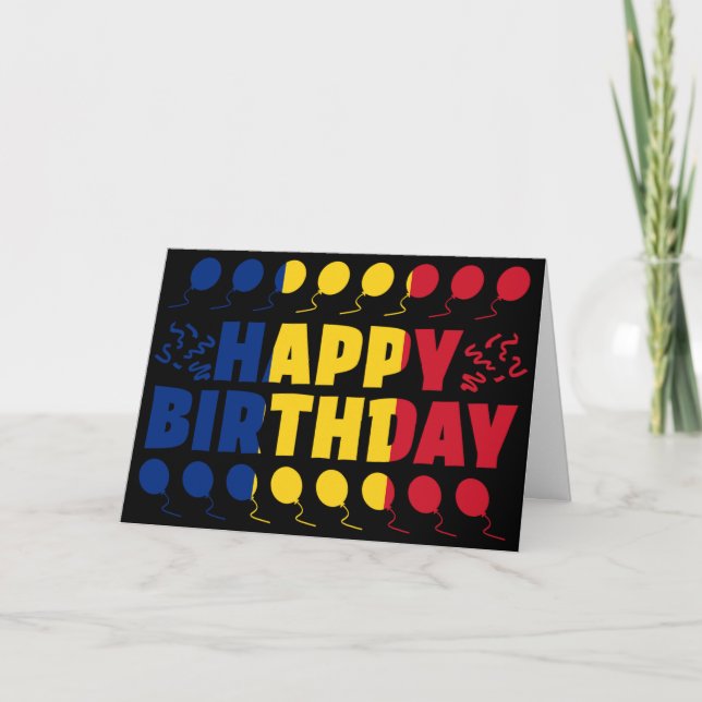Romania Flag Patriotic Birthday Card (Front)