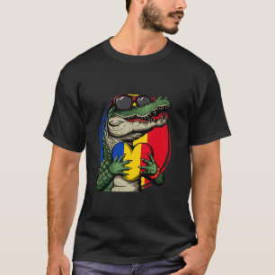 Romania Flag Romanian Pride Alligator Heart Romani T-Shirt