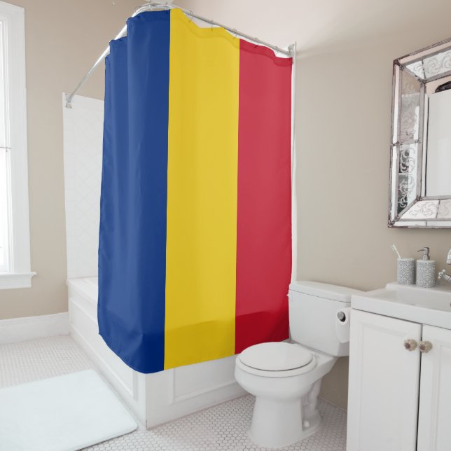 Romania flag shower curtain (In Situ)