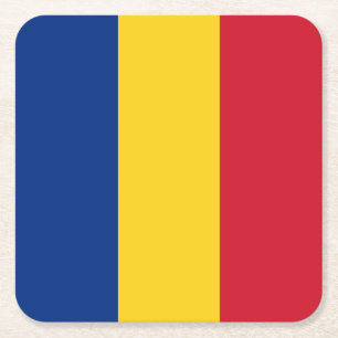 Romania Flag Square Paper Coaster