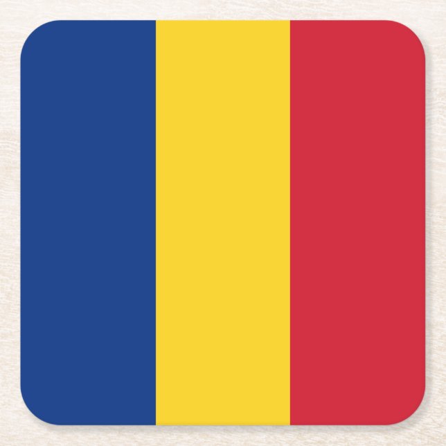 Romania Flag Square Paper Coaster (Front)