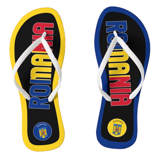 Romania Flag Superb Patriotic Flip Flops (Footbed)