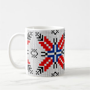 romania folk motif traditional symbol ethnic coffee mug