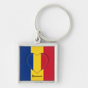 Romania & Heart, Romanian Flag fashion /sport Key Ring