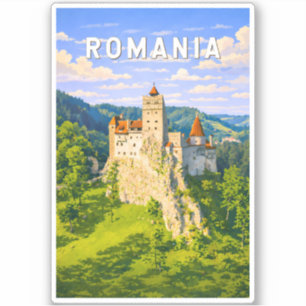 Romania Illustration Travel Art Vintage