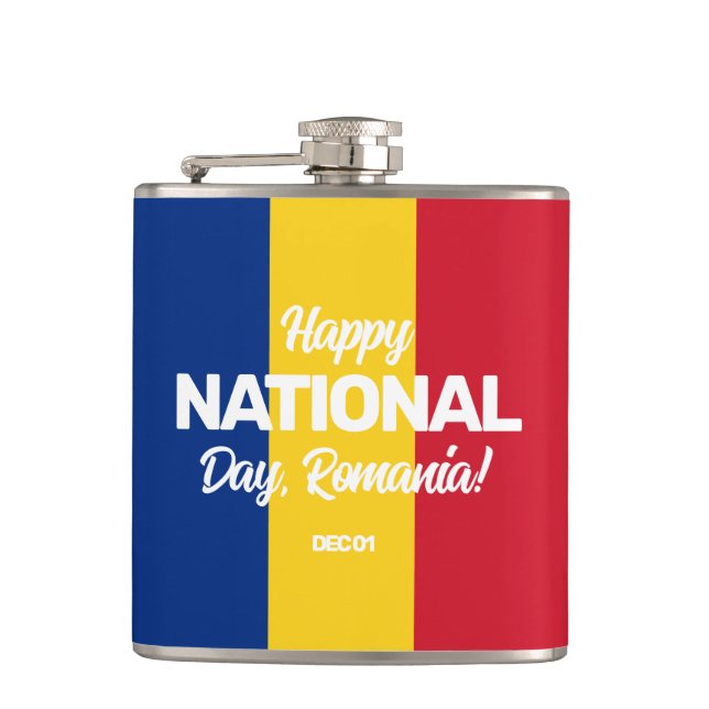 Romania Independence Day Romanian National Flag Hip Flask (Front)