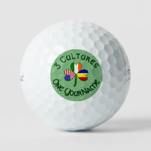 Romania Ireland USA Shamrock Flag Personalised  Golf Balls