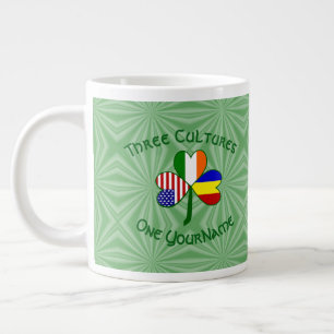 Romania Ireland USA Shamrock Flag Personalised Large Coffee Mug
