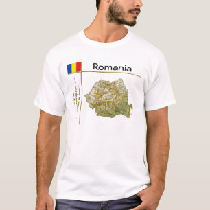 Romania Map + Flag + Title T-Shirt