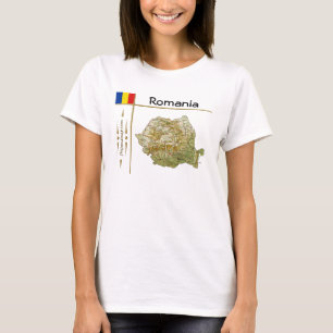 Romania Map + Flag + Title T-Shirt