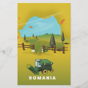 Romania Map Illustrated print poster.