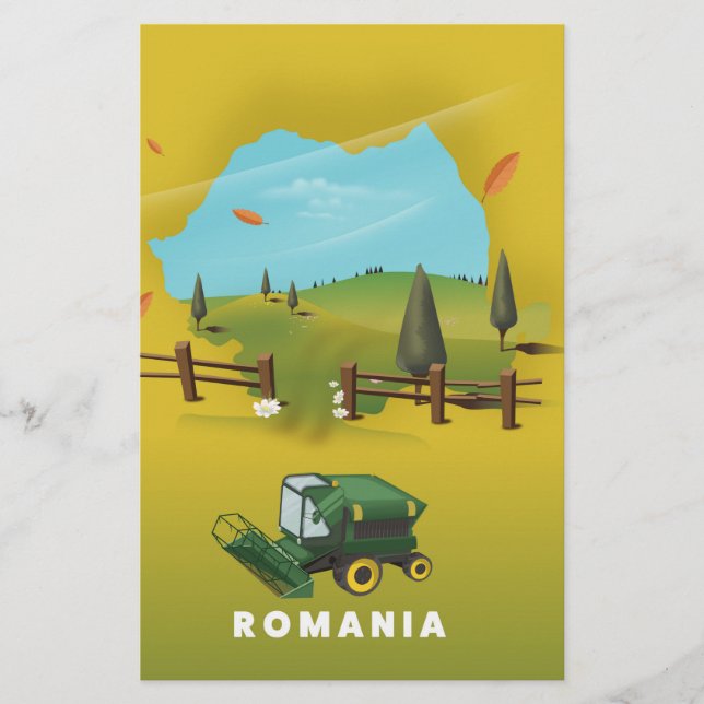 Romania Map Illustrated print poster. (Front)