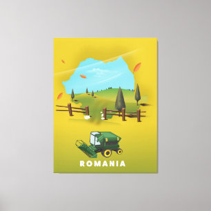 Romania Map Illustrated print poster.