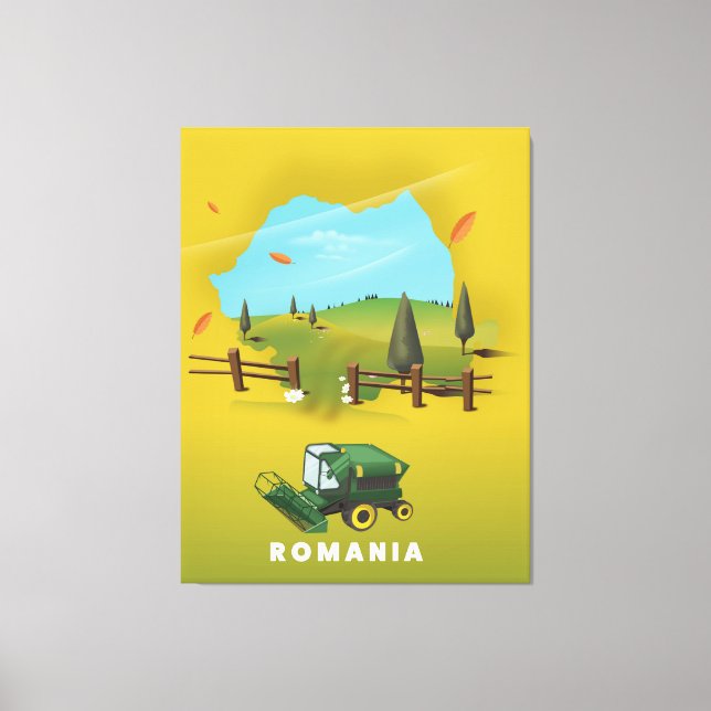 Romania Map Illustrated print poster. (Front)