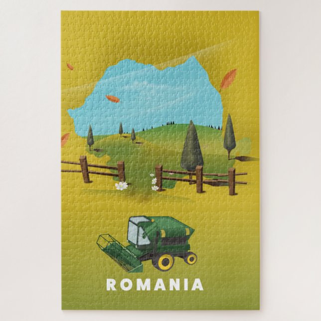 Romania Map Illustrated print poster. Jigsaw Puzzle (Vertical)