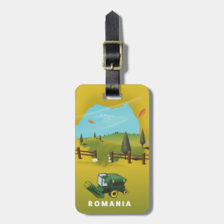 Romania Map Illustrated print poster. Luggage Tag