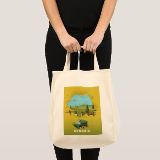 Romania Map Illustrated print poster. Tote Bag