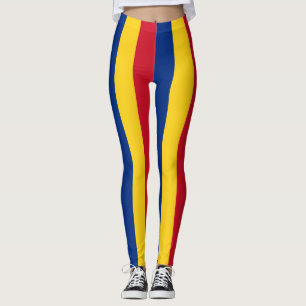 Romania National Flag Colours Vertical Striped Leggings