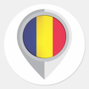 Romania Pin Location Flag Classic Round Sticker