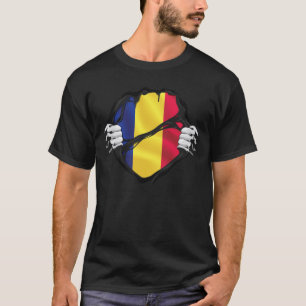 Romania Pure Roots Flag Black T-Shirt
