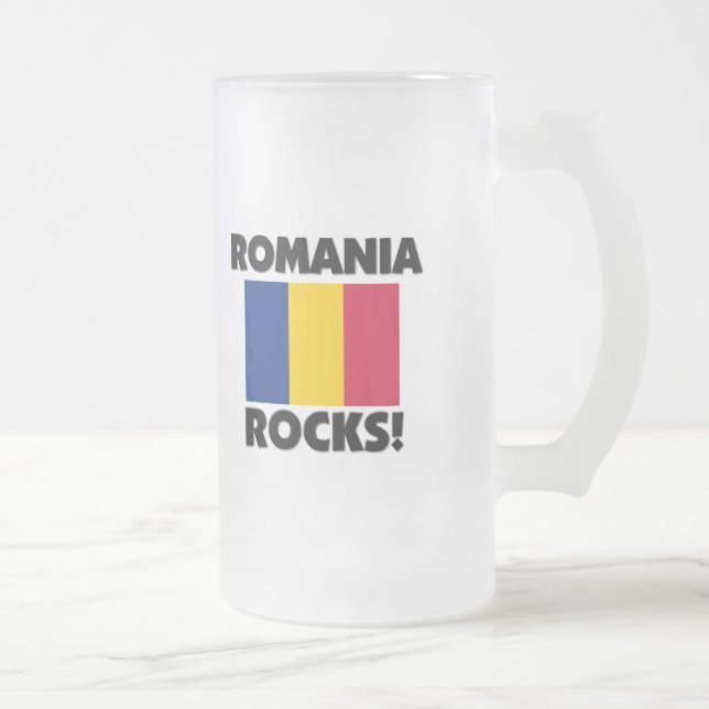 Romania Rocks Frosted Glass Beer Mug (Right)