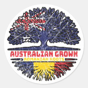 Romania Romanian Australian Australia Tree Roots Classic Round Sticker