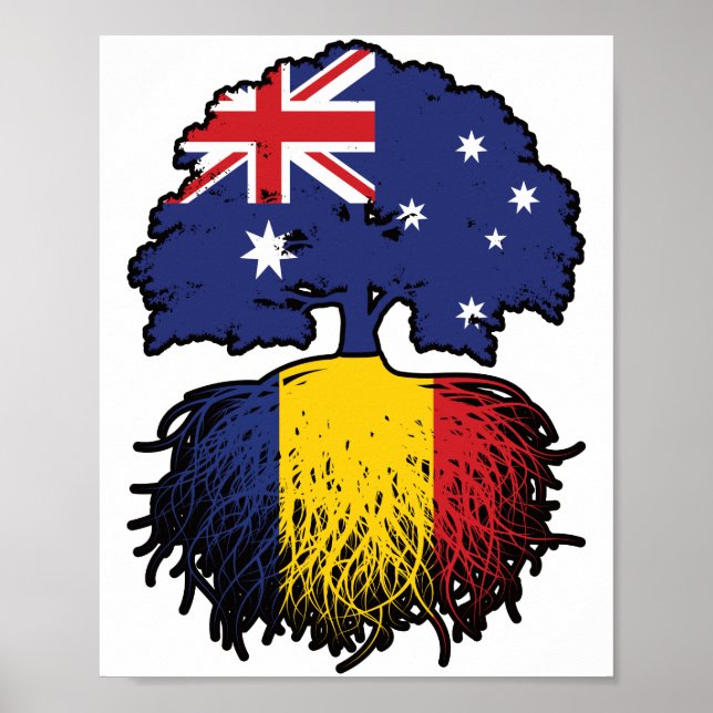 Romania Romanian Australian Australia Tree Roots Poster (Front)