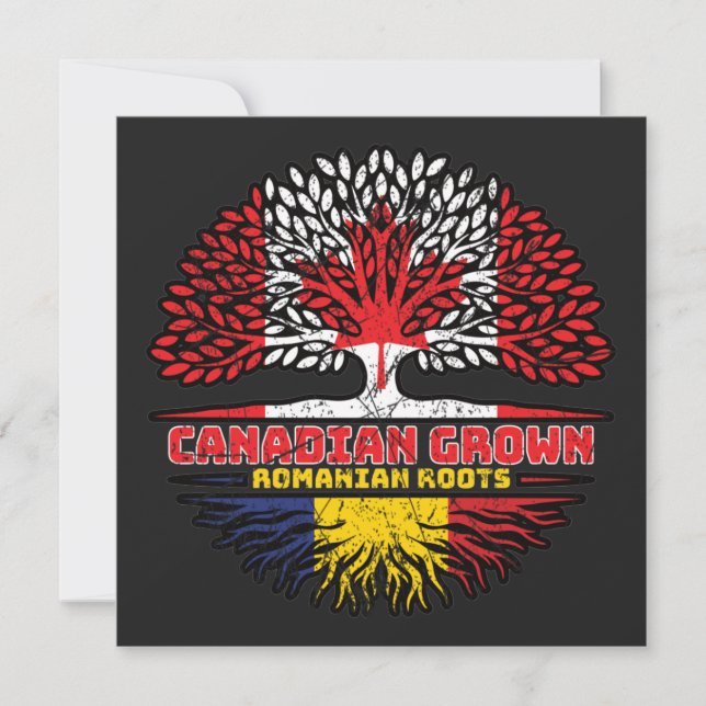 Romania Romanian Canadian Canada Tree Roots Flag Card (Front)