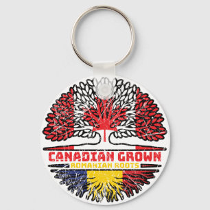 Romania Romanian Canadian Canada Tree Roots Flag Key Ring